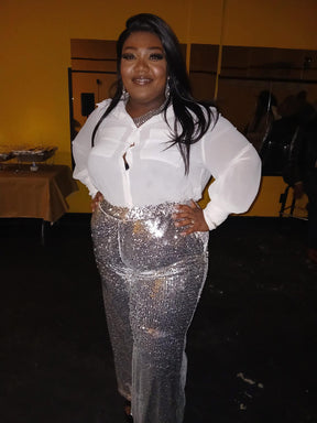 Silver Sequin Pants