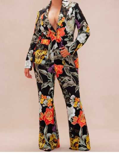 Floral Embroidered Suit